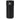 A black foam roller in a vertical position on a plain background for muscle relaxation.